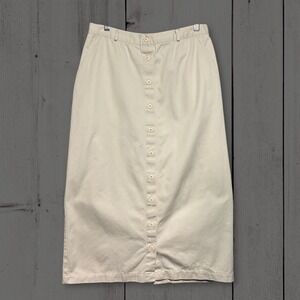 VTG Brooks Brothers Khaki Button Front Midi Skirt Women's 12 USA